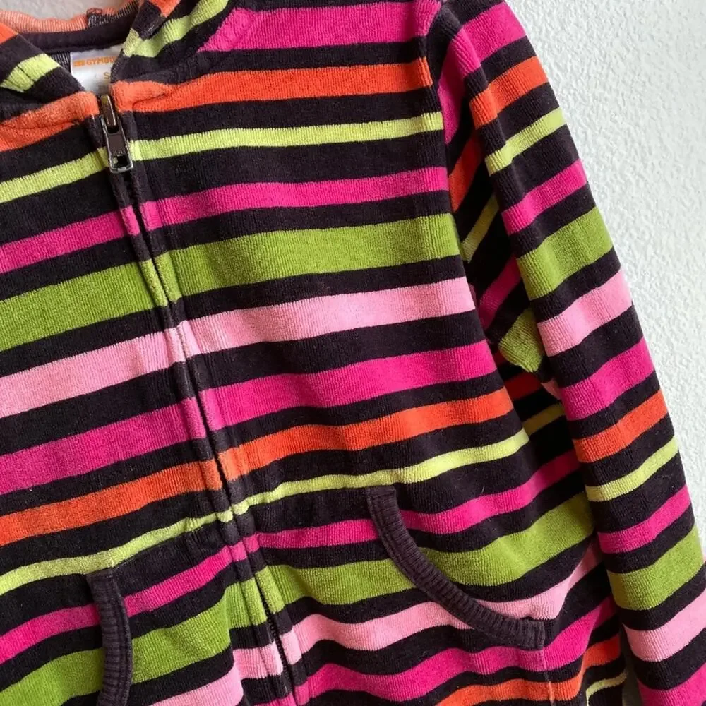 Gymboree Stripe Velour Hooded Zipper Jacket